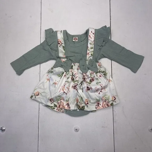Shein Dresses | Shein Green Floral Flutter Sleeve Dress Infant Girls Size 3-6 Months | Color: Green | Size: 3-6mb | Beyondexchange2'S Closet